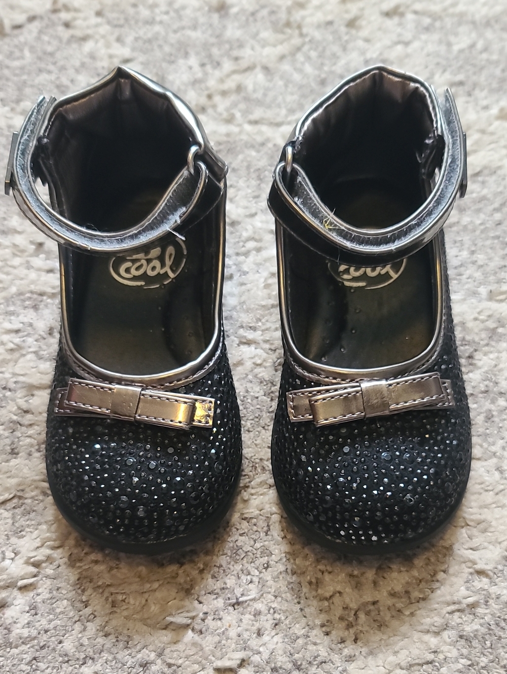 2 for $25 - B Cool Girls Shoes Toddler 8 - Black & Silver with Velcro Straps